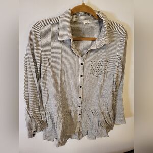 Striped Grey and White Women's Top